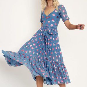Strawberries Blue Wrap Midaxi Dress BNWT - XXS,  S